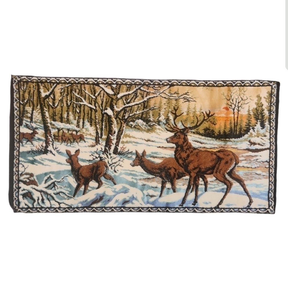 Vtg WPL Italian Velour Tapestry Rug